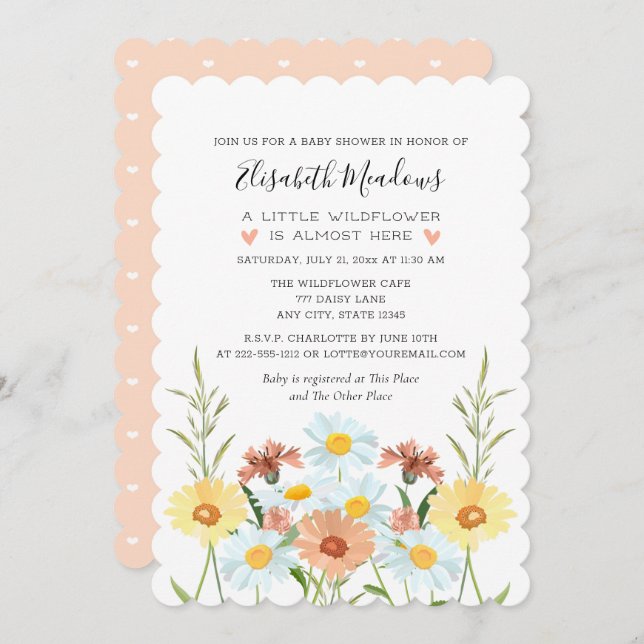 Wildflower Baby Shower Invitations For A Girl (Front/Back)