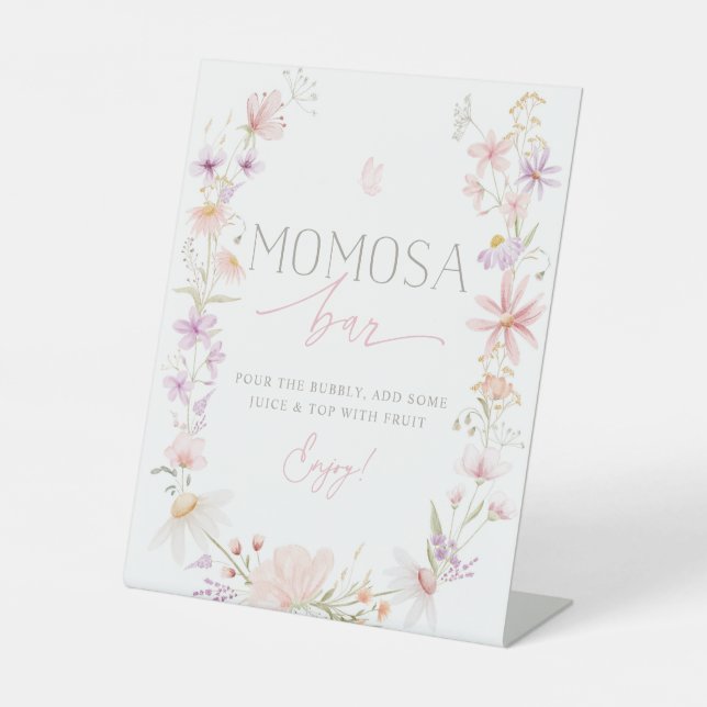 Wildflower Baby Shower Mimosa Bar Pedestal Sign (Front)