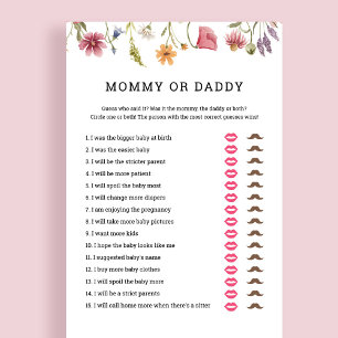 Wildflower Baby Shower Mummy or Daddy Game