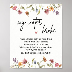 Wildflower Baby Shower My Water Broke Game Poster