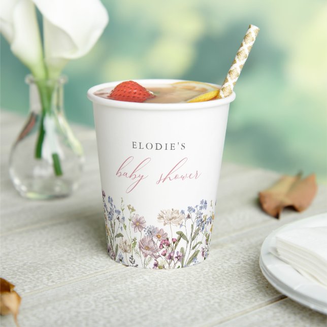 Wildflower Baby Shower Paper Cup Floral Girl (Insitu)