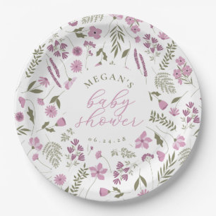 Wildflower Baby Shower Paper Plates - Purple