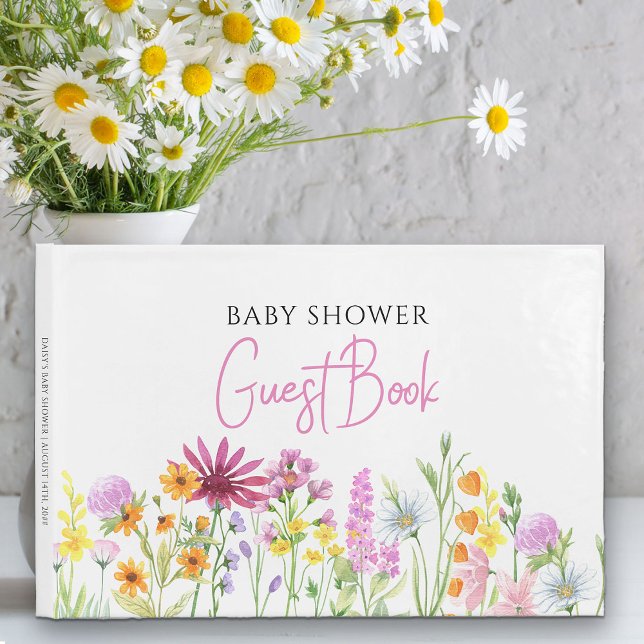 Wildflower Baby Shower Personalised Guest Book (Guest Book which you can customize for any occasion from my Wildflower Meadow collection)