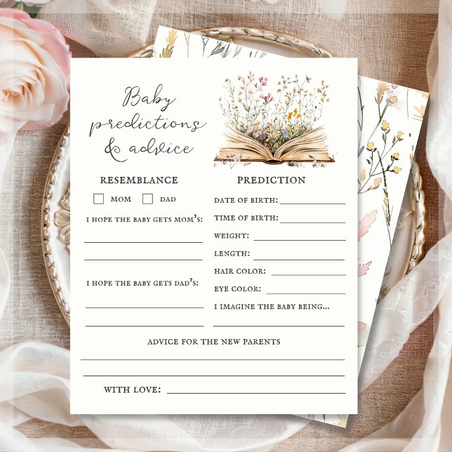 Wildflower Baby Shower Predictions & Advice Sheet (Creator Uploaded)