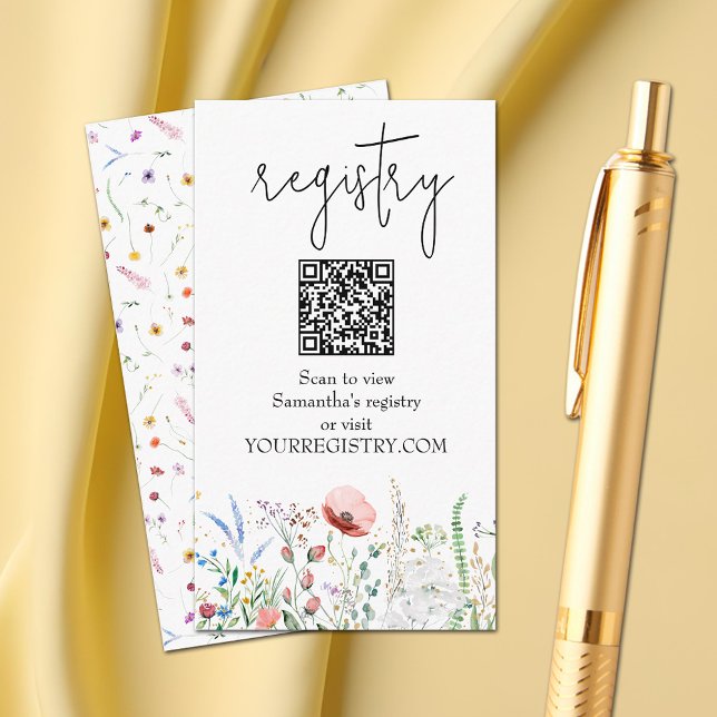 Wildflower Baby Shower Registry Enclosure Card (Wildflower Baby Shower Registry QR Code Enclosure Cards)