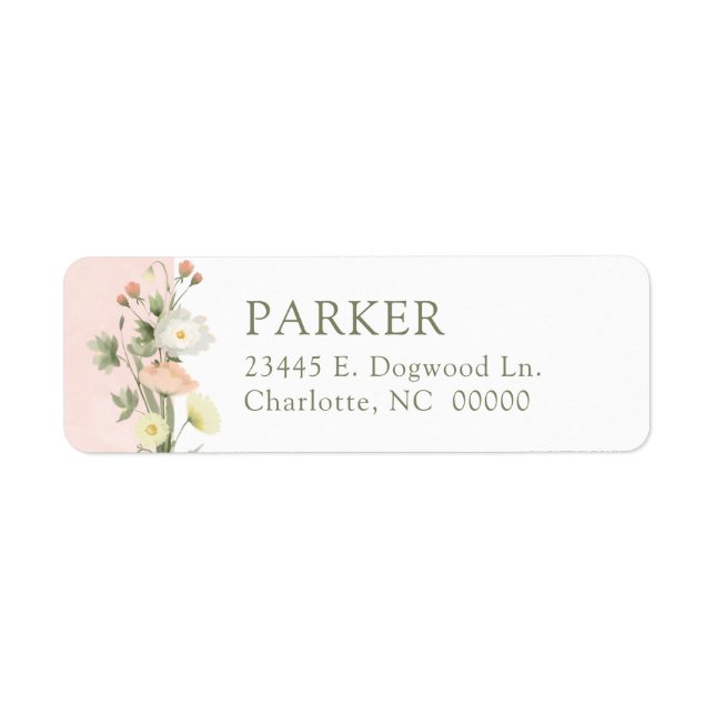 Wildflower Baby Shower Return Address Label (Front)