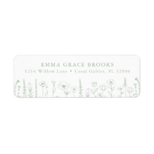 Wildflower Baby Shower Sage Green Return Address Label