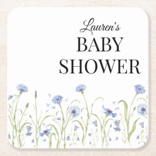 Wildflower Baby Shower Square Paper Coaster