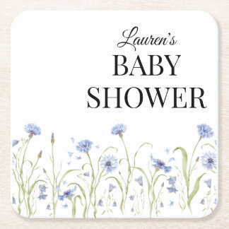 Wildflower Baby Shower Square Paper Coaster