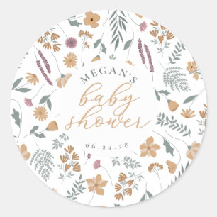 Wildflower Baby Shower Sticker - Orange
