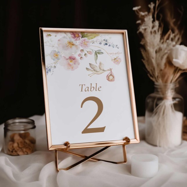 Wildflower Baby Shower Table Number Card (Wildflower Baby Shower Table Number)