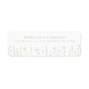 Wildflower Baby Shower Taupe Return Address Label
