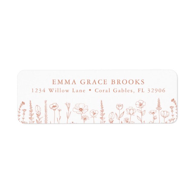 Wildflower Baby Shower Terracotta Return Address Label (Front)