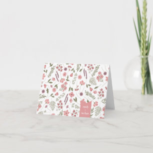 Wildflower Baby Shower Thank You Card - Pink