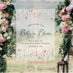 Wildflower Baby Shower Welcome Frosted Acrylic Sign