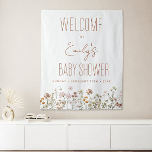 Wildflower Baby Shower Welcome Sign In Bloom Tapestry