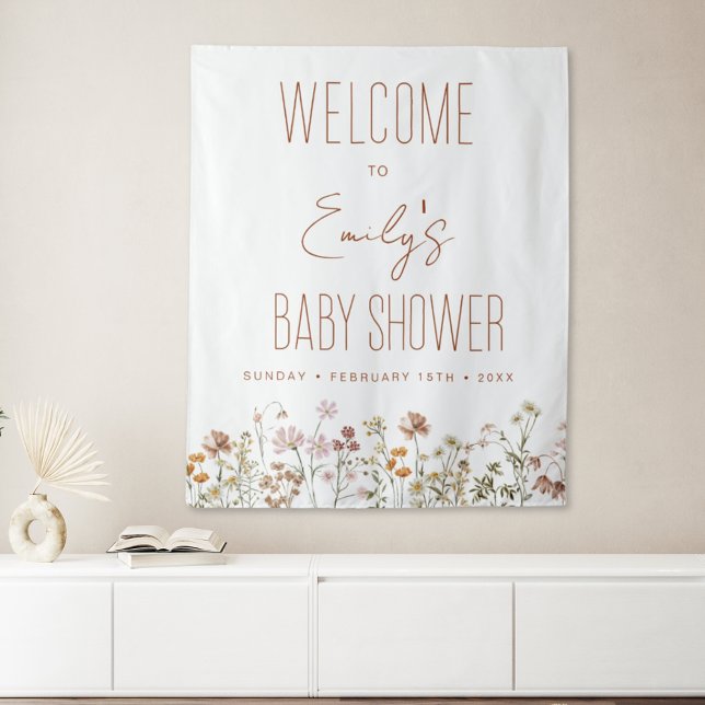Wildflower Baby Shower Welcome Sign In Bloom Tapestry (Creator Uploaded)
