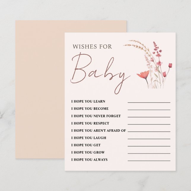 Wildflower Baby Shower Wishes for Baby Game (Front/Back)