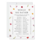 Wildflower Baby Shower Would She Rather Game Card