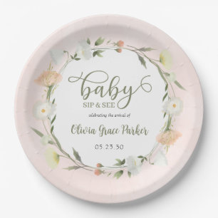 Wildflower Baby Sip And See Paper Plate
