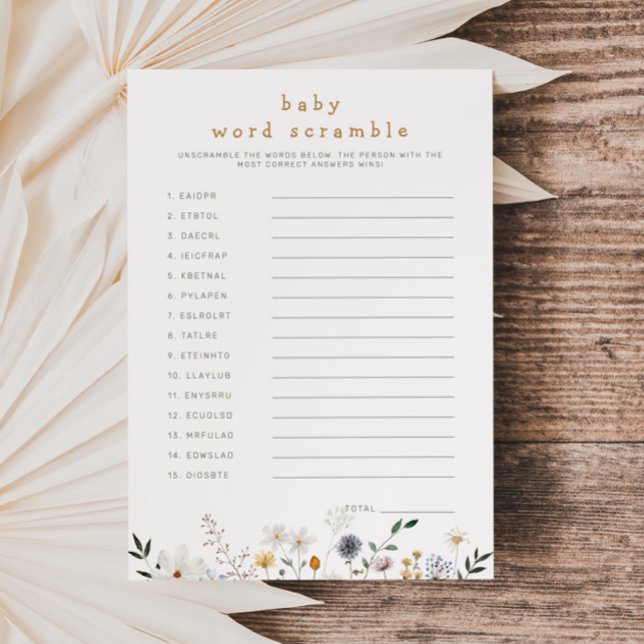 Wildflower Baby Word Scramble Downloadable Card (Creator Uploaded)