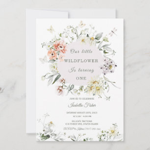 Wildflower Baptism and First Birthday Invitation