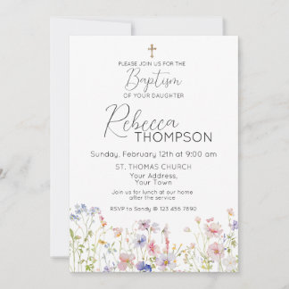 Wildflower Baptism Girl Invitation
