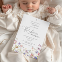Wildflower Baptism Girl Invitation