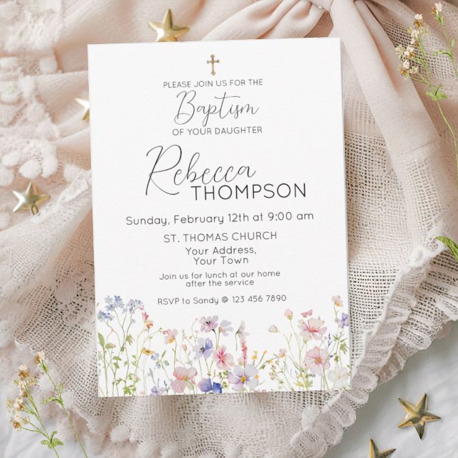 Wildflower Baptism Girl Invitation (Creator Uploaded)