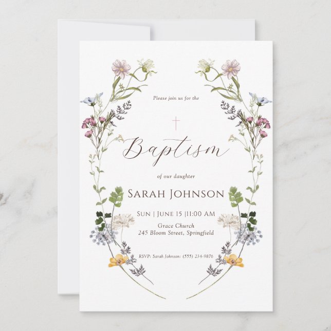 Wildflower Baptism Invitation (Front)