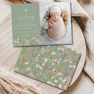 Wildflower Baptism Photo Garden In Bloom Invitation