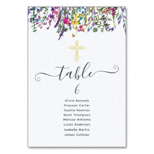 Wildflower Baptism Seating Chart  Table Number