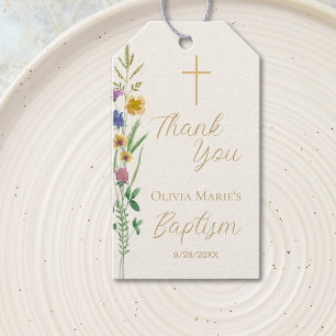 Wildflower Baptism Thank You Gift Tags