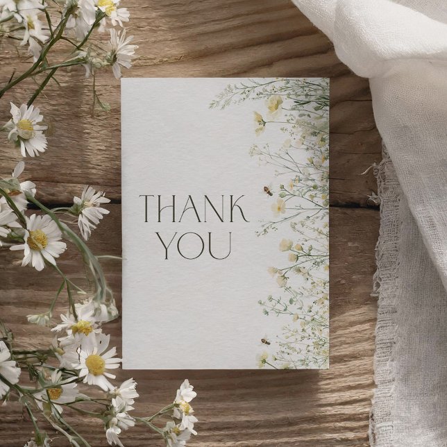 Wildflower Bee Baby Shower Thank You Card (Creator Uploaded)
