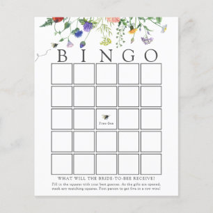 Wildflower Bee Bridal Bingo Game Card