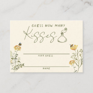 Wildflower Bee Bridal Shower Guess How Many Kisses Enclosure Card