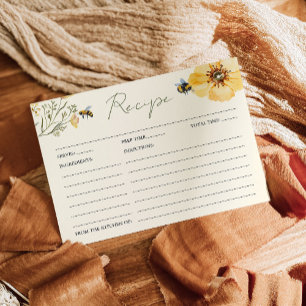 Wildflower Bee Bridal Shower Recipe Card