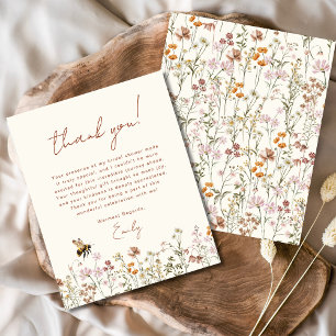 Wildflower Bee Bridal Shower Thank You Card