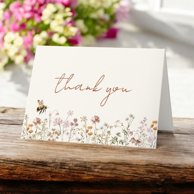 Wildflower Bee Bridal Shower Thank You Card (Creator Uploaded)