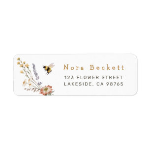 Wildflower Bee Floral Return Address Label
