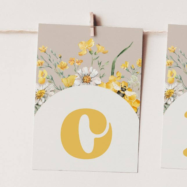 Wildflower Bee "O" High Chair Bunting Banner Card (Creator Uploaded)