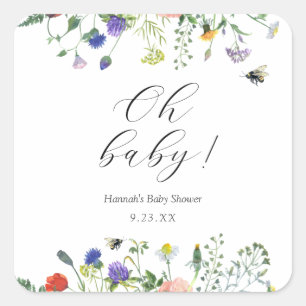 Wildflower Bee Oh Baby Classic Round Sticker