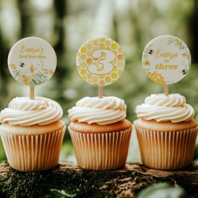 Wildflower Bee Printed Cupcake Toppers (Creator Uploaded)