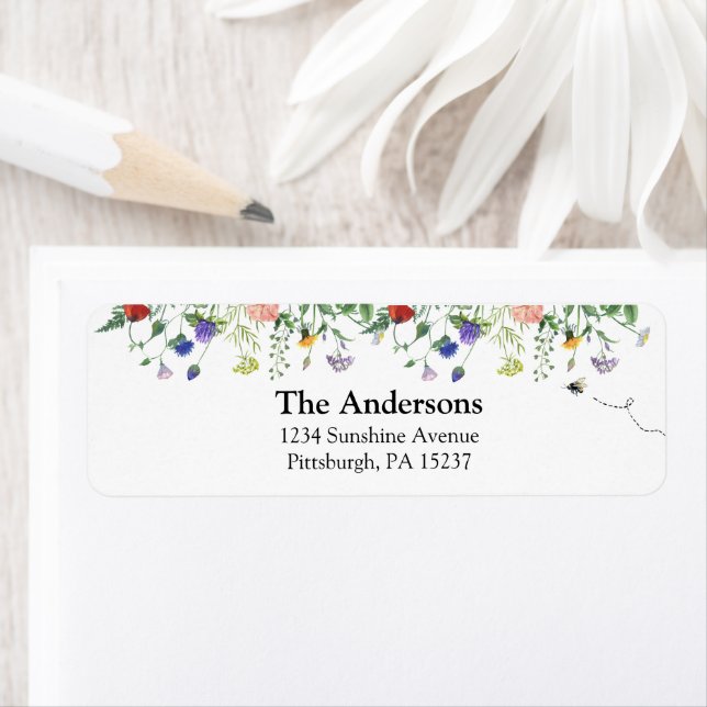 Wildflower Bee Return Address Label (Insitu)