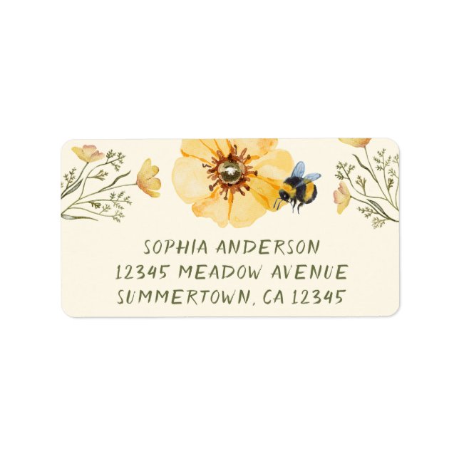 Wildflower Bee Return Address Labels (Front)