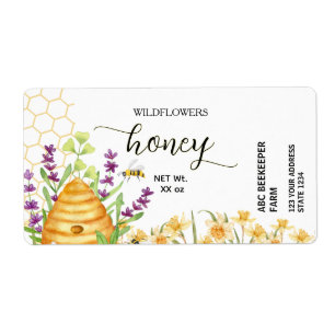 Wildflower Beehive Honey  Jar Label