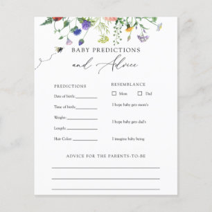 Wildflower Bees Baby Advice and Predictions Card