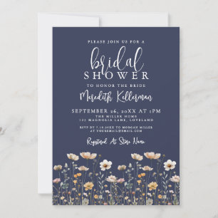 Wildflower Beige Bridal Shower Invitation