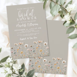 Wildflower Beige Bridal Shower Invitation