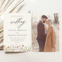 Wildflower Beige Photo Boho Monogram Wedding